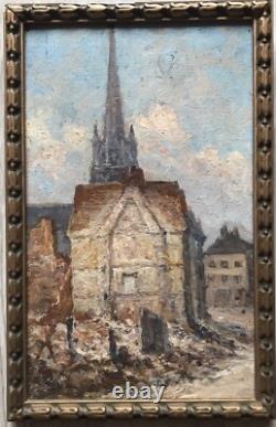 Tableau Ancien Guerre (1914-1918) Ruine Rouen XXe Siècle