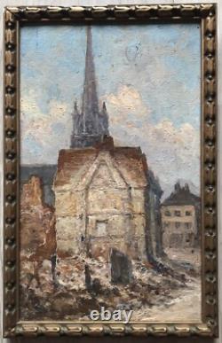 Tableau Ancien Guerre (1914-1918) Ruine Rouen XXe Siècle