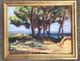 Tableau Ancien Huile Albert Arnaud Xxe Plage Arbre Marine Noirmoutier France