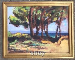 Tableau Ancien Huile Albert Arnaud XXe Plage Arbre Marine Noirmoutier France