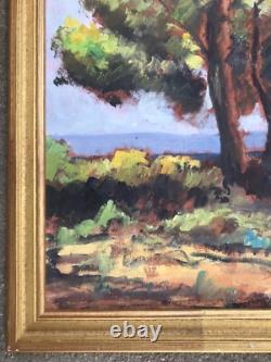 Tableau Ancien Huile Albert Arnaud XXe Plage Arbre Marine Noirmoutier France