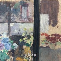 Tableau Ancien Huile DREYFUS STERN (1890-1972) Paysage Urbain Fenêtre Fleurie