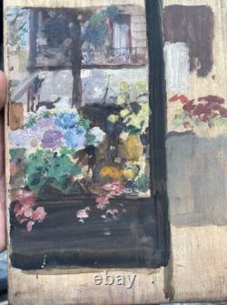 Tableau Ancien Huile DREYFUS STERN (1890-1972) Paysage Urbain Fenêtre Fleurie