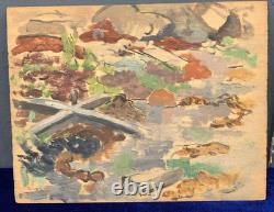 Tableau Ancien Huile Panneau DREYFUS STERN (1890-1972) Paysage Personnage XIXe