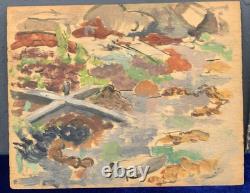 Tableau Ancien Huile Panneau DREYFUS STERN (1890-1972) Paysage Personnage XIXe