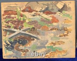 Tableau Ancien Huile Panneau DREYFUS STERN (1890-1972) Paysage Personnage XIXe