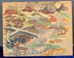 Tableau Ancien Huile Panneau DREYFUS STERN (1890-1972) Paysage Personnage XIXe