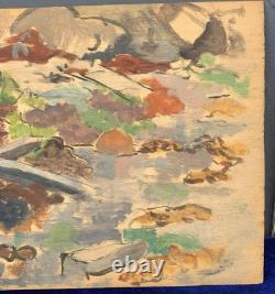 Tableau Ancien Huile Panneau DREYFUS STERN (1890-1972) Paysage Personnage XIXe