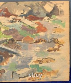 Tableau Ancien Huile Panneau DREYFUS STERN (1890-1972) Paysage Personnage XIXe