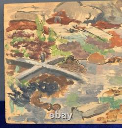 Tableau Ancien Huile Panneau DREYFUS STERN (1890-1972) Paysage Personnage XIXe