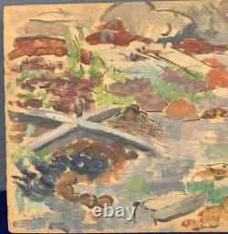 Tableau Ancien Huile Panneau DREYFUS STERN (1890-1972) Paysage Personnage XIXe