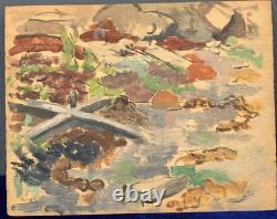 Tableau Ancien Huile Panneau DREYFUS STERN (1890-1972) Paysage Personnage XIXe