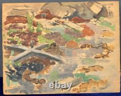 Tableau Ancien Huile Panneau DREYFUS STERN (1890-1972) Paysage Personnage XIXe