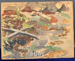Tableau Ancien Huile Panneau DREYFUS STERN (1890-1972) Paysage Personnage XIXe
