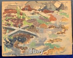 Tableau Ancien Huile Panneau DREYFUS STERN (1890-1972) Paysage Personnage XIXe