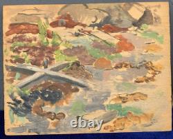 Tableau Ancien Huile Panneau DREYFUS STERN (1890-1972) Paysage Personnage XIXe