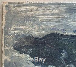 Tableau Ancien Huile Paysage Mer Vagues Ciel Jules Grün (1868-1938) vers 1900