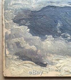 Tableau Ancien Huile Paysage Mer Vagues Ciel Jules Grün (1868-1938) vers 1900