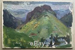 Tableau Ancien Huile Paysage Montagne Jules Grün (1868-1938) vers 1900