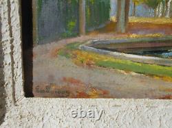 Tableau Ancien Huile sur Bois Peinture Miniature Paysage Foret Ecole Francaise