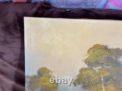 Tableau Ancien Huile sur toile M Schneider (début XXe-s) cabane dans bois