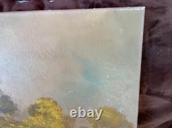 Tableau Ancien Huile sur toile M Schneider (début XXe-s) cabane dans bois