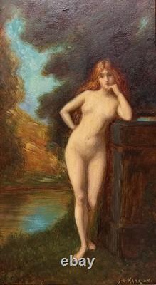 Tableau Ancien Nu Jules-Armand Hanriot (1853-1930) Nymphe, circa 1900
