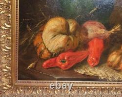 Tableau Ancien Peinture Huile Ecole Francaise Fruit DLG Chardin XIX Cadre Dore