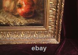 Tableau Ancien Peinture Huile Ecole Francaise Fruit DLG Chardin XIX Cadre Dore