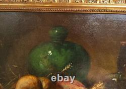 Tableau Ancien Peinture Huile Ecole Francaise Fruit DLG Chardin XIX Cadre Dore