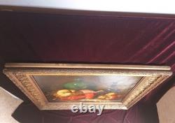 Tableau Ancien Peinture Huile Ecole Francaise Fruit DLG Chardin XIX Cadre Dore