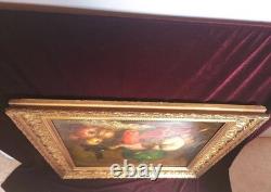 Tableau Ancien Peinture Huile Ecole Francaise Fruit DLG Chardin XIX Cadre Dore