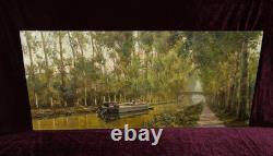 Tableau Ancien Peinture Huile Ecole Francaise de Barbizon Canal Seine DLG XIX 19