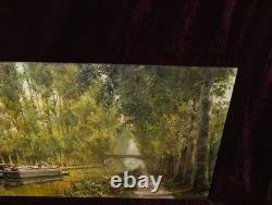 Tableau Ancien Peinture Huile Ecole Francaise de Barbizon Canal Seine DLG XIX 19