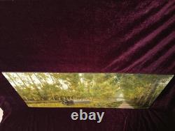 Tableau Ancien Peinture Huile Ecole Francaise de Barbizon Canal Seine DLG XIX 19