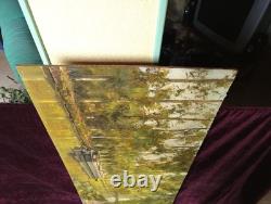 Tableau Ancien Peinture Huile Ecole Francaise de Barbizon Canal Seine DLG XIX 19