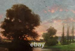 Tableau Ancien Peinture Huile HST Ecole de Barbizon Campagne Romantisme XIXeme