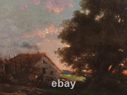 Tableau Ancien Peinture Huile HST Ecole de Barbizon Campagne Romantisme XIXeme