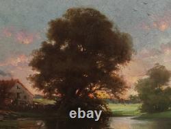 Tableau Ancien Peinture Huile HST Ecole de Barbizon Campagne Romantisme XIXeme