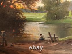 Tableau Ancien Peinture Huile HST Ecole de Barbizon Campagne Romantisme XIXeme