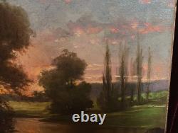 Tableau Ancien Peinture Huile HST Ecole de Barbizon Campagne Romantisme XIXeme