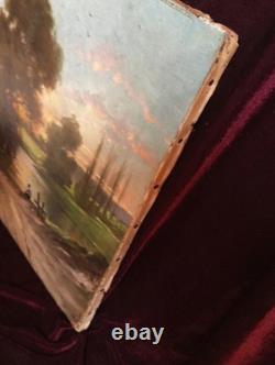 Tableau Ancien Peinture Huile HST Ecole de Barbizon Campagne Romantisme XIXeme