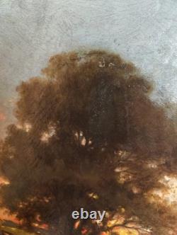 Tableau Ancien Peinture Huile HST Ecole de Barbizon Campagne Romantisme XIXeme