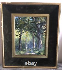 Tableau Ancien Peinture Originale Huile Paysage Bois Signé Encadrée XIXe Siècle