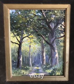 Tableau Ancien Peinture Originale Huile Paysage Bois Signé Encadrée XIXe Siècle