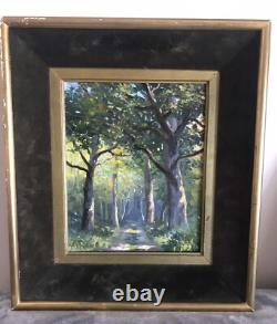 Tableau Ancien Peinture Originale Huile Paysage Bois Signé Encadrée XIXe Siècle