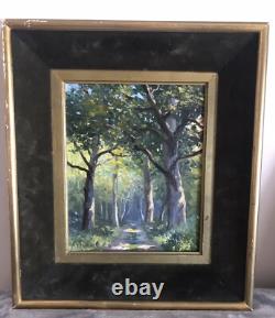 Tableau Ancien Peinture Originale Huile Paysage Bois Signé Encadrée XIXe Siècle