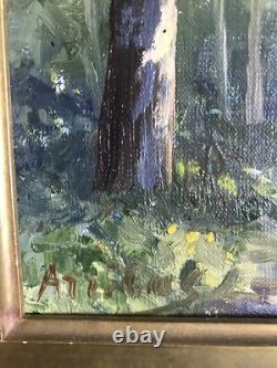 Tableau Ancien Peinture Originale Huile Paysage Bois Signé Encadrée XIXe Siècle