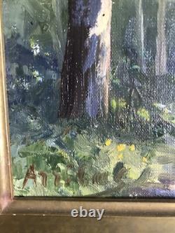 Tableau Ancien Peinture Originale Huile Paysage Bois Signé Encadrée XIXe Siècle