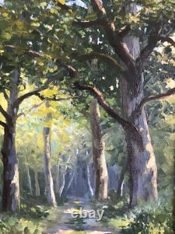 Tableau Ancien Peinture Originale Huile Paysage Bois Signé Encadrée XIXe Siècle